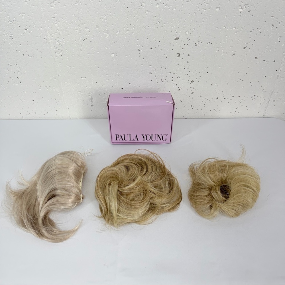 Paula Young Lot of 3 Blond Shades Hair Pieces 2 Ponytail and 1 Clip In